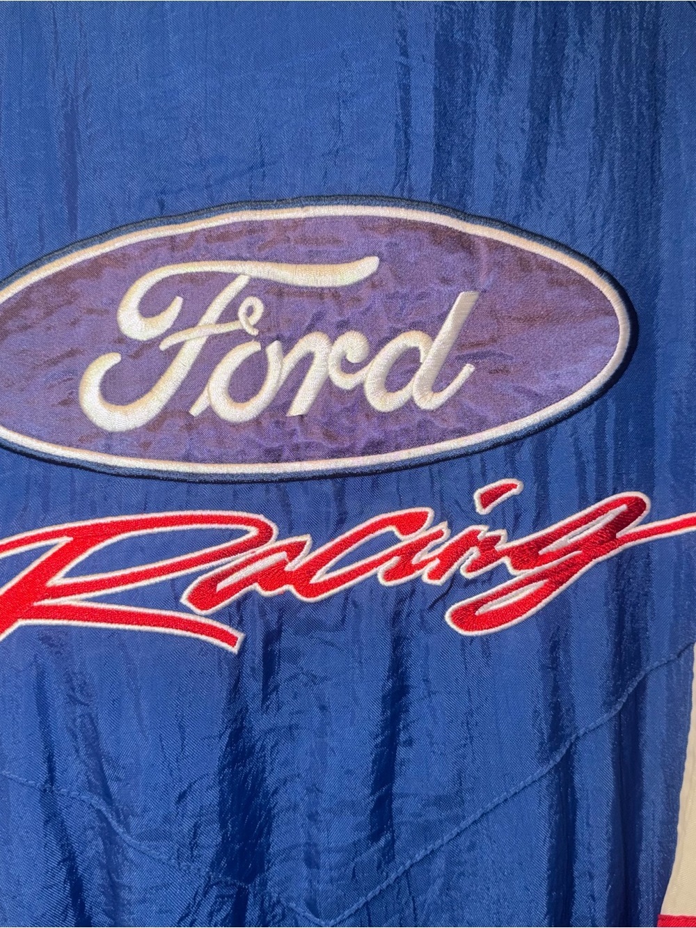 Vintage Ford Racing Windbreaker Jacket NOS Sample Blue White Red L - Picture 5 of 6